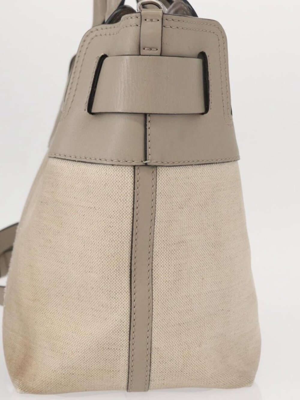 BURBERRY Medium Belt Bag Hand Bag Canvas 2way Beige Silver Auth 149727 - Picture 5 of 16